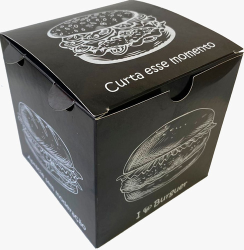 Caixa Box Embalagem Hambúrguer Personalizada Preto 2000un
