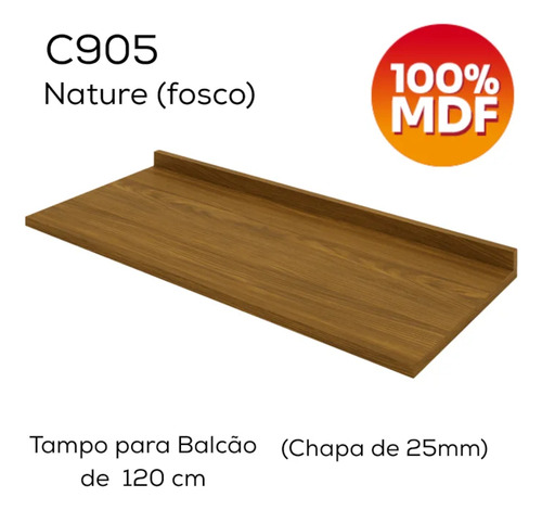 Tampo Para Balcão 120 Cm MDF Nature C905 Henn