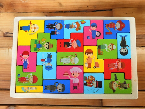 Puzzle Tetris Artesanal De Madera Profesiones
