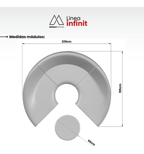 Juego Modular Mordan Design Combo 270°+centro Piedra Gris