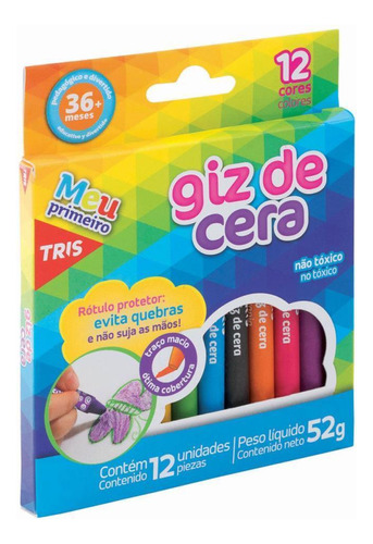 Giz De Cera Fino Tris 12 Cores