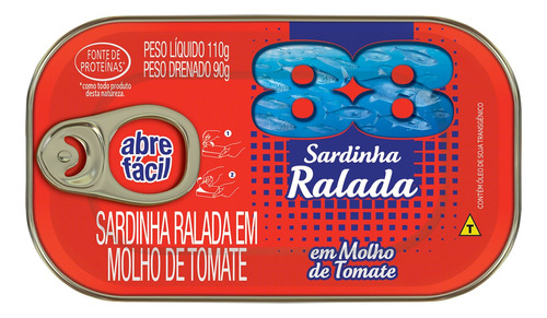 Sardinha Ralada ao Molho de Tomate 88 Lata 90g