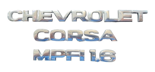 Kit Emblemas Chevrolet Corsa 1.6 Mpfi Aluminio Sin Adhesivo