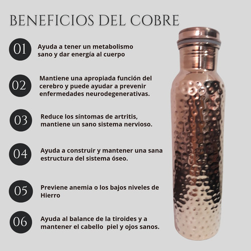 Botella De Cobre Hecho En India. Para Beber Agua. 