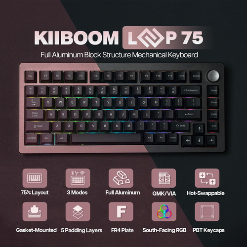 Teclado Mecánico Kiiboom Loop 75 75% Aluminio Qmk/via
