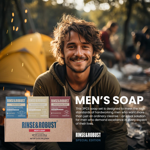 Jabón En Barra Para Hombre Rinse & Robust, Jabón En Barra De