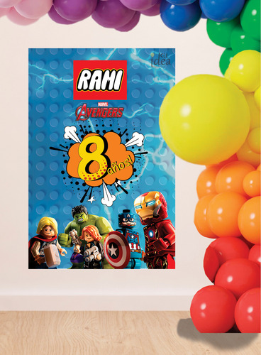 Kit Imprimible Lego Avenger Super Heroes Caketopper Banner