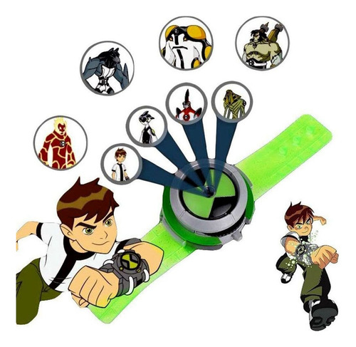 Reloj Omnitrix Alien Force Verde Power Cuatro Para Niño, 10