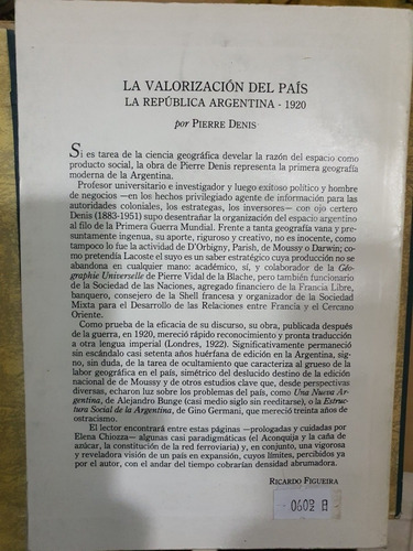 Libro:la Valorizacion Del Pais- Pierre Denis