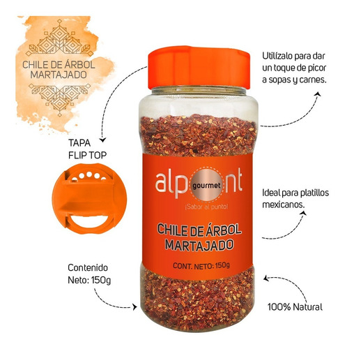 Alpont Chile De Arbol Martajado 150 Gramos 2 Piezas