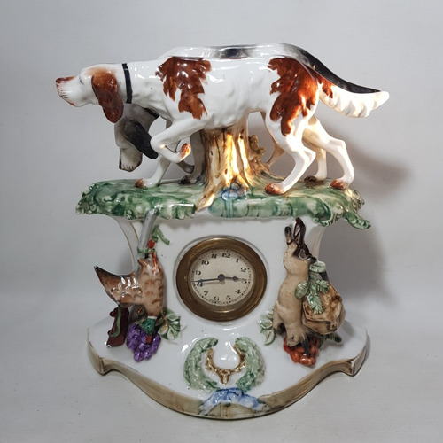Imagen 1 de 10 de Antiguo Reloj Francés Perros Porcelana Alemania Mag 59213