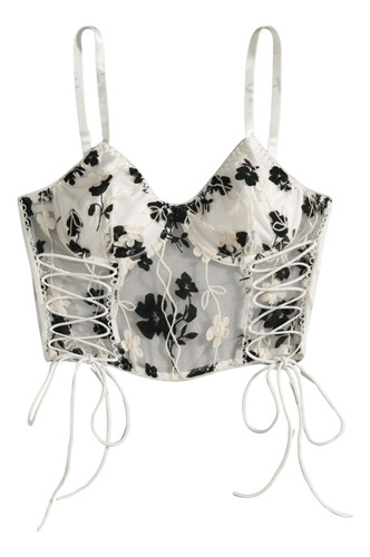 Crop Top Bustier Encaje Bordado Importado Shein 