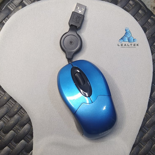 Imagen 2 de 5 de Mouse Optico Alambrico Mini Retractil Alta Precisión