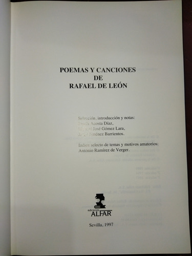 Poemas Y Canciones De Rafael De León (Usado)
