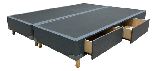 Base Sommier Con Cajones 2 Plazas 1/2 140x190 Gris Oscuro