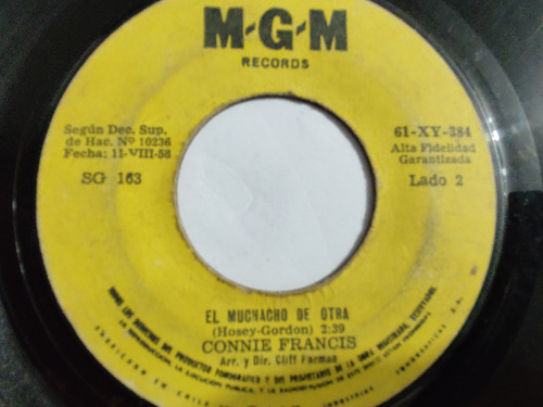 Vinilo Single Connie Francis El Muchacho De Otra (ll196