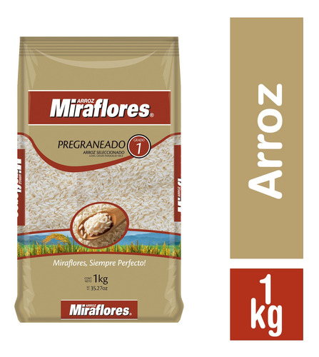Imagen 1 de 1 de Miraflores Arroz G1 Pregraneado - 1kg