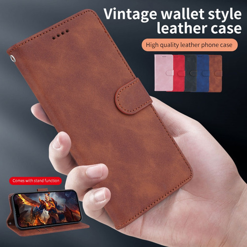 Funda Tipo Cartera Vintage Para Oppo A12/a12e, Protectora, Ranura Para Tarjetas, Soporte, Correa De Muñeca
