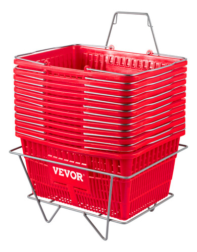 Vevor 12pcs Canastas De Mano Para Compras En Supermercado Color Rojo