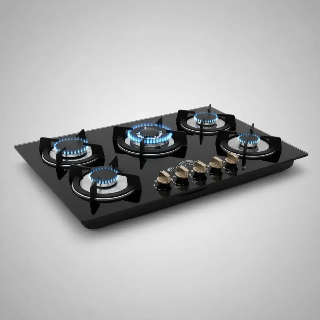 Parrilla Ecocinare STUF-06 a gas 5 hornallas automática negro empotrable