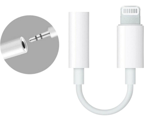 Cabo Adaptador Lightning Ios Para Fone De Ouvido P2 Fêmea Cor Branco