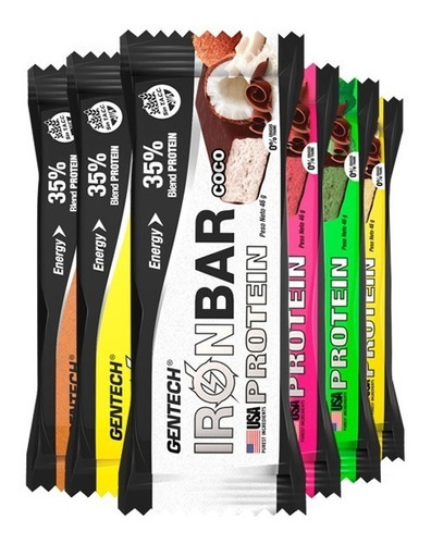 Barra Proteinas Iron Bar Gentech 3 Cajas 20 Unidades C/u