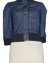 Comprar Campera Jean Elastizada Guess S Manga 3\u002F4 Puños Bolsillos
