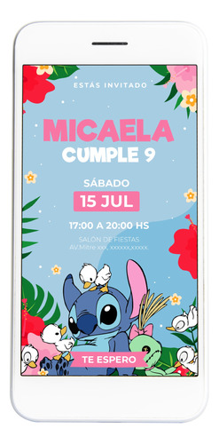 Tarjeta Invitación Digital Stitch Para Whatsapp 