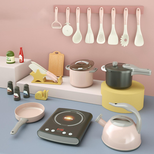 Kids Pretend Kitchen Simulación Accesorios 31 Piezas Rosa