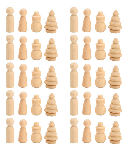 Juego De 40 Muñecos Con Pinzas De Madera Para Decoración Del