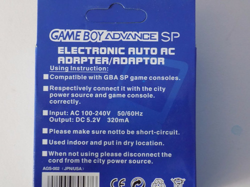 Cargador O Adaptador De Corriente Game Boy Sp Nuev