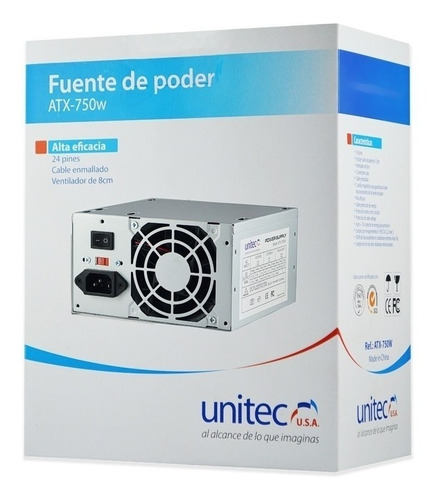 Fuente de poder para PC Unitec ATX-750W 750W