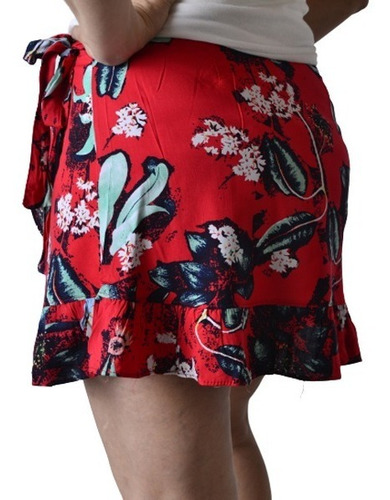 Imagen 2 de 8 de Pollera Pareo Corta Estampada The Big Shop
