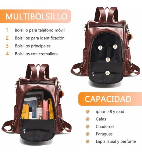 Mochila y bolsa para mujer antirrobo gran capacidad bolso de moda casual