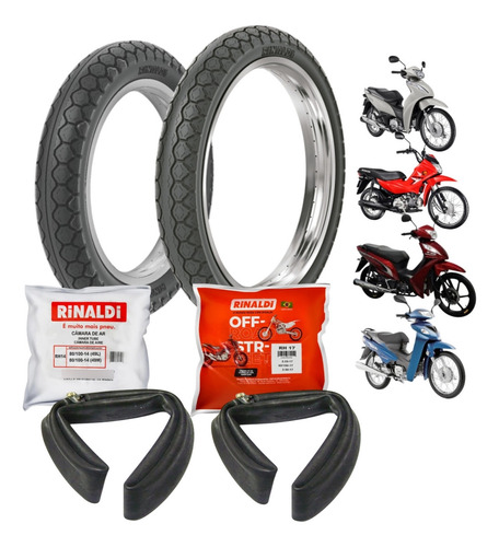 Par Pneu 2.50/17 E 80/100-14 Biz 125 Pop 110 Jet +par Câmara