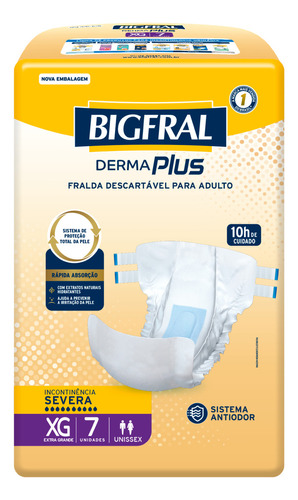 Bigfral Derma Plus fraldas para adultos descartáveis XG 7 Unidades