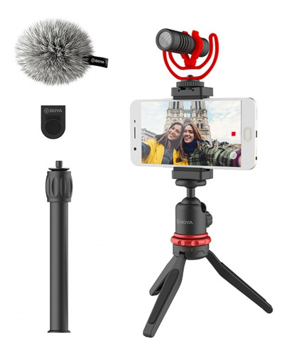 Microfone Boya By-vg330 Com Tripé E Suporte Para Celular