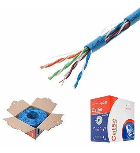 Cable De Red A Granel Utp Cat5 Azul Sólido De 1000 Pies Cat5