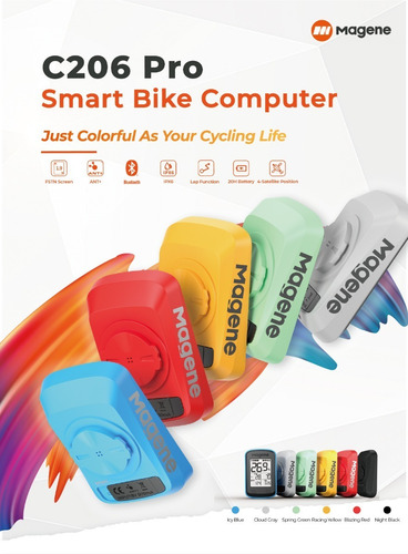 Imagen 1 de 9 de Ciclocomputador Gps Magene C206 Pro Para Bicicletas Strava