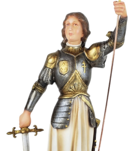 Imagem 7 de 10 de Imagem Escultura Santa Joana D'arc 35cm Policromada