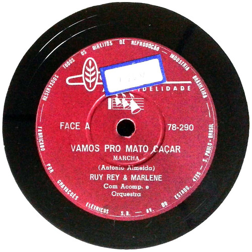 Imagem 1 de 3 de 78 Rpm Ruy Rey & Marlene 1964 Selo Continental 78290