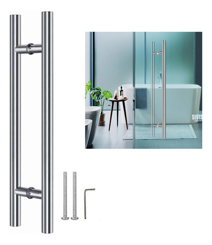 Manillon Acero Inoxidable Tipo H 120 Cm Para Puerta Madera