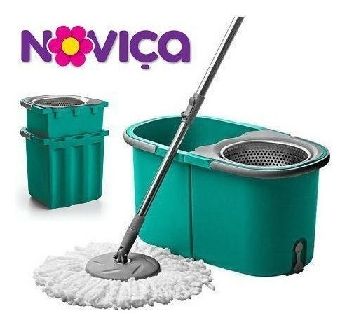Mop Duas Águas Com Cesto De Inox 17 Litros Noviça Cor Verde-escuro