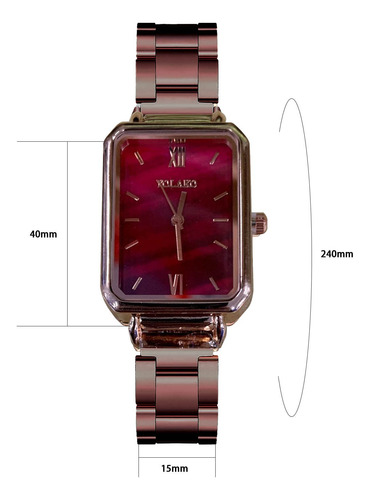Reloj Verde Pequeño De Acero Con Números Romanos Rectangular