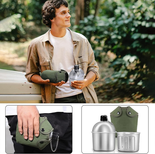 Cantimplora De Aluminio Honeydak, 946ml, Con Bolsa