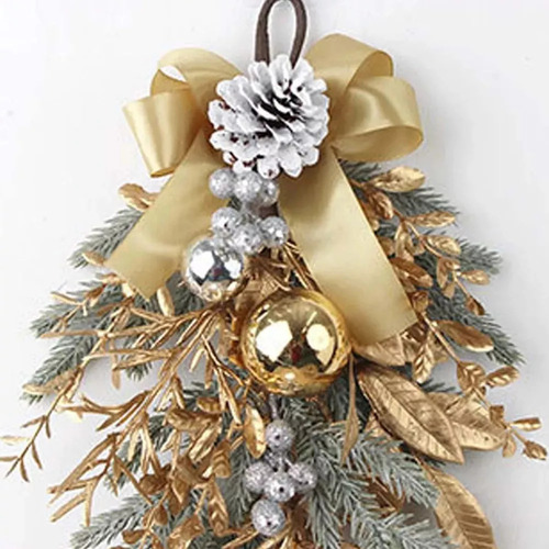 Bh Corona Navidad Para Puerta Principal, Corona Dorada Para