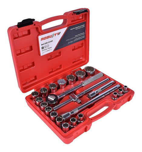 Imagem 2 de 2 de Jogo Soquete Estriado 8 A 32mm 1/2'' Com 22 Pçs Gedore Solid