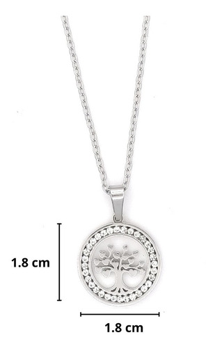 Imagen 2 de 4 de Collar Acero Dije Árbol De La Vida Cristales Mujer Regalo