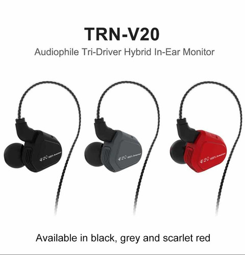 Fone In-ear Trn V20 Dual Drive Híbrido Retorno Palco Monitor