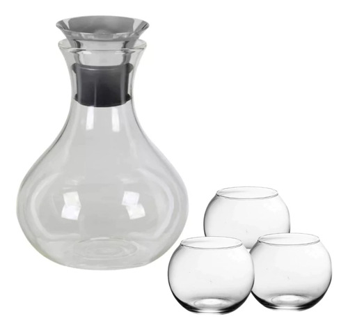 Set De Jarra De Vidrio Mas 6 Vasos De 400ml 5oz